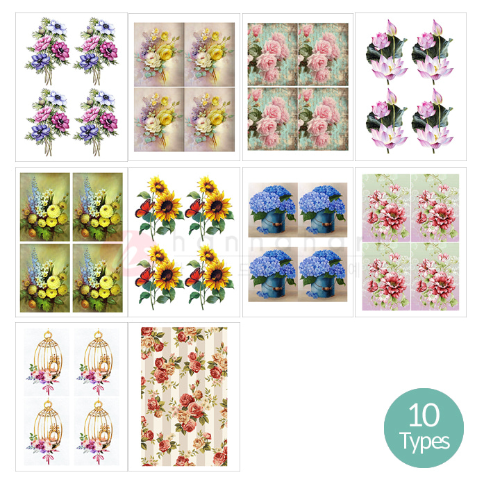 수제냅킨시리즈 꽃민화 DR191-200 종류선택